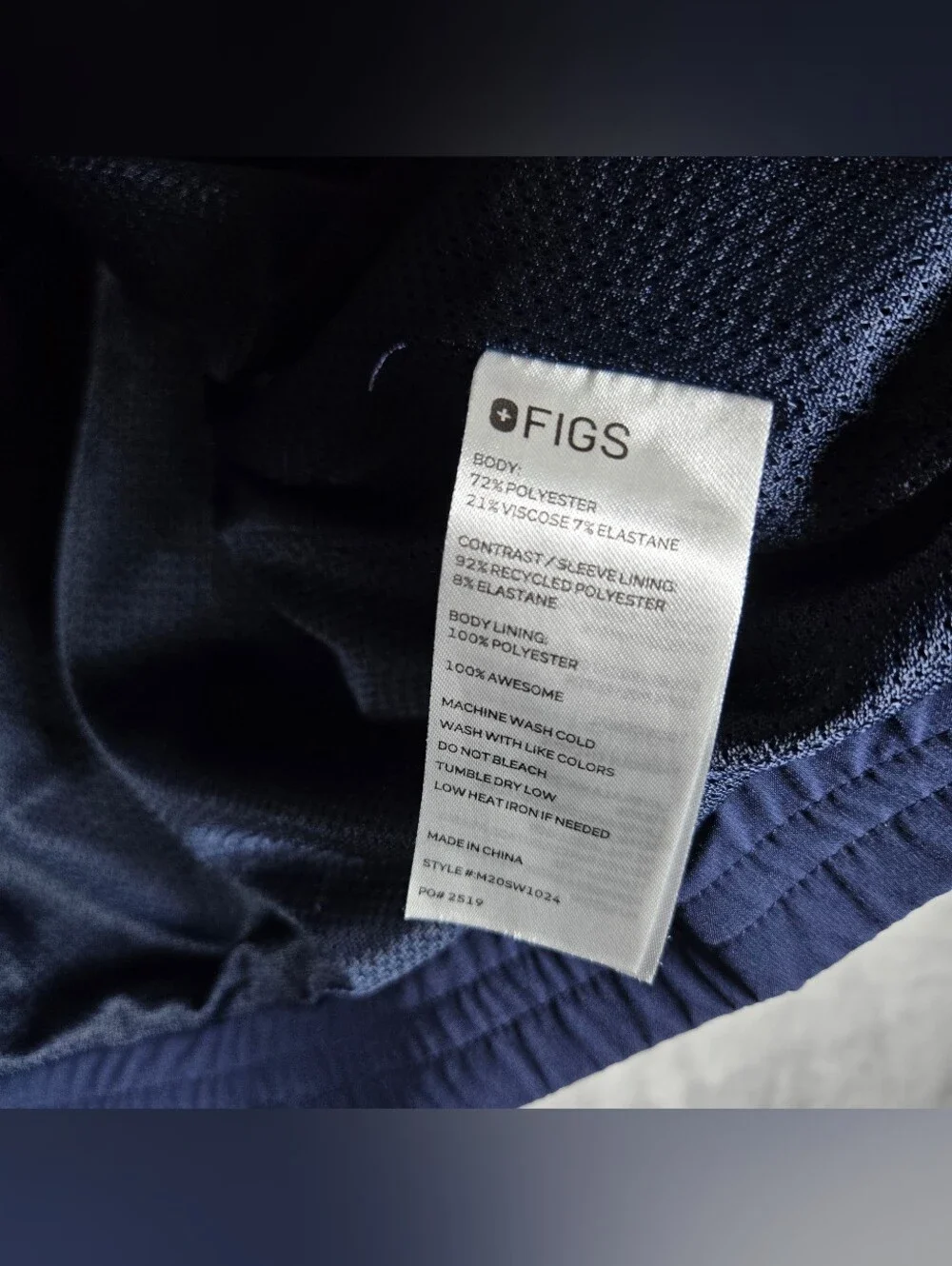 FIGS Technical Collection Full Zip Scrub Jacket Men Size 2XL XXL Navy Blue Lined